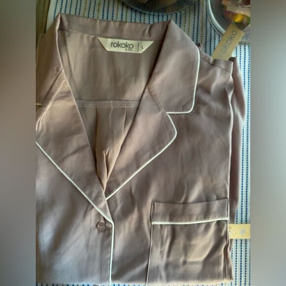 Rokoko Set Women’s Pants/ Shirt Color Nude Short Sleeve Size Small Pockets  NWT - Picture 12 of 16